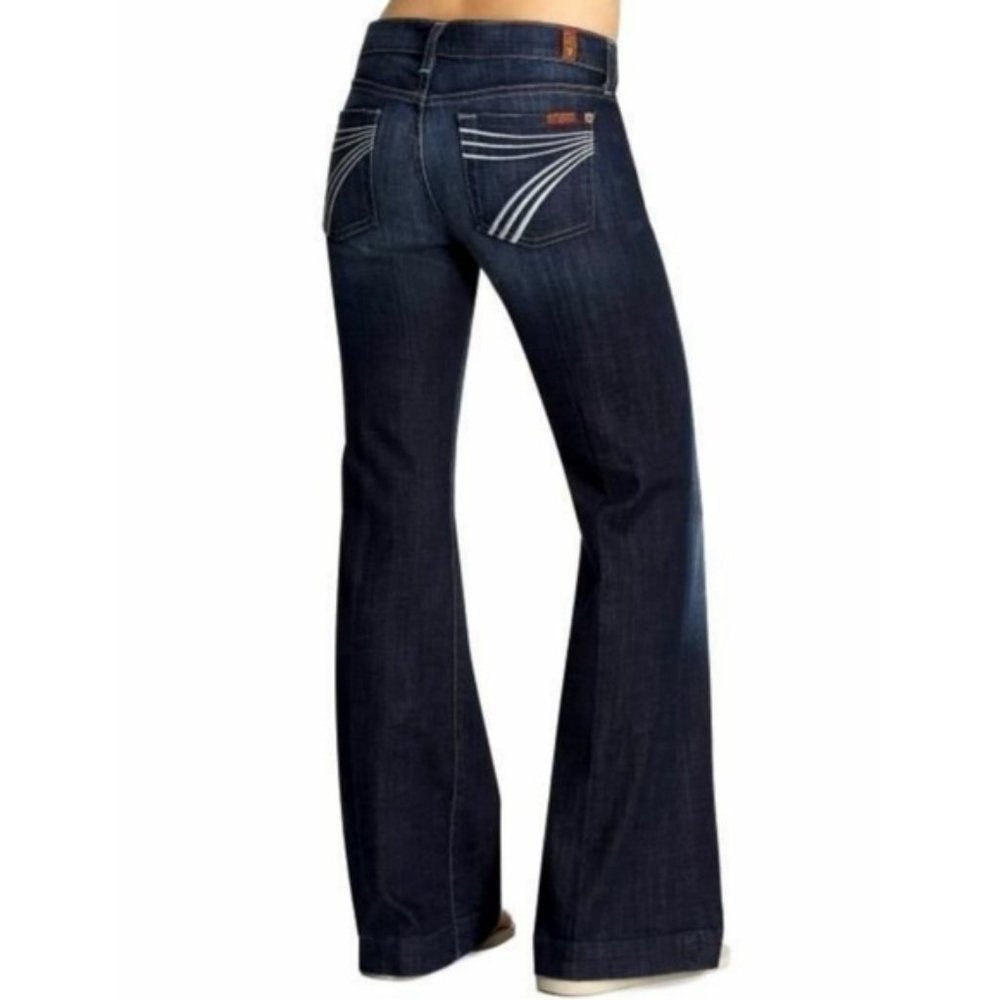7FAM Dojo Jeans Dark Wash Size 27